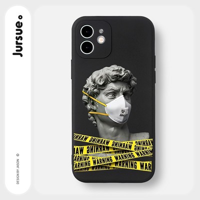 Ốp lưng JURSUE mềm viền vuông hình độc lạ đen Cho iPhone 17 16 15 14 13 12 11 Pro Max SE 2020 X XR XS ip 8 7 Plus Y2270