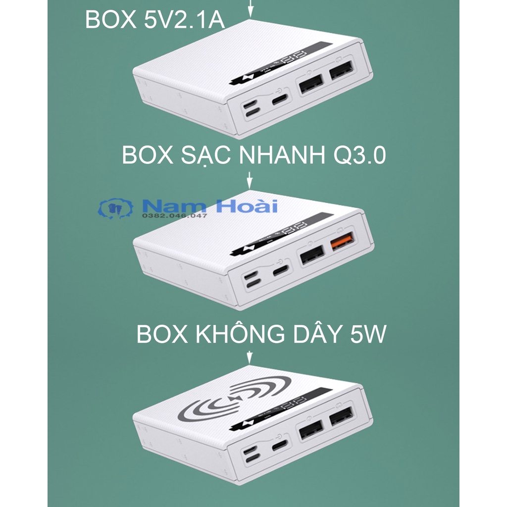 Box sạc dự phòng không dây 5 cell pin 18650 CX5-Qi(CHƯA CÓ PIN)(Có thể