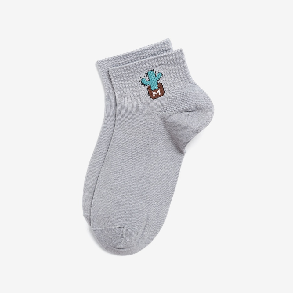 Vớ Nữ Cổ Ngắn Hàn Quốc MINSU  V1357 Thêu Hình Cây Xương Rồng Cute, Chất Cotton Thoáng Mát Thấm Hút Mồ Hôi