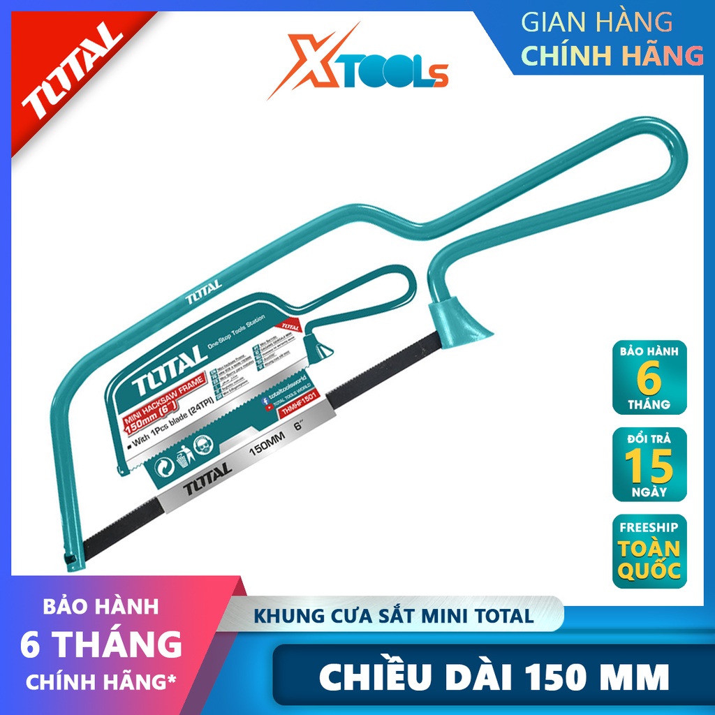 Khung cưa sắt mini Total THMHF1501 | Khung cưa sắt cầm tay kích thước 150mm (6&quot;) khung lắp lưỡi cưa, thép cao cấp, chắc