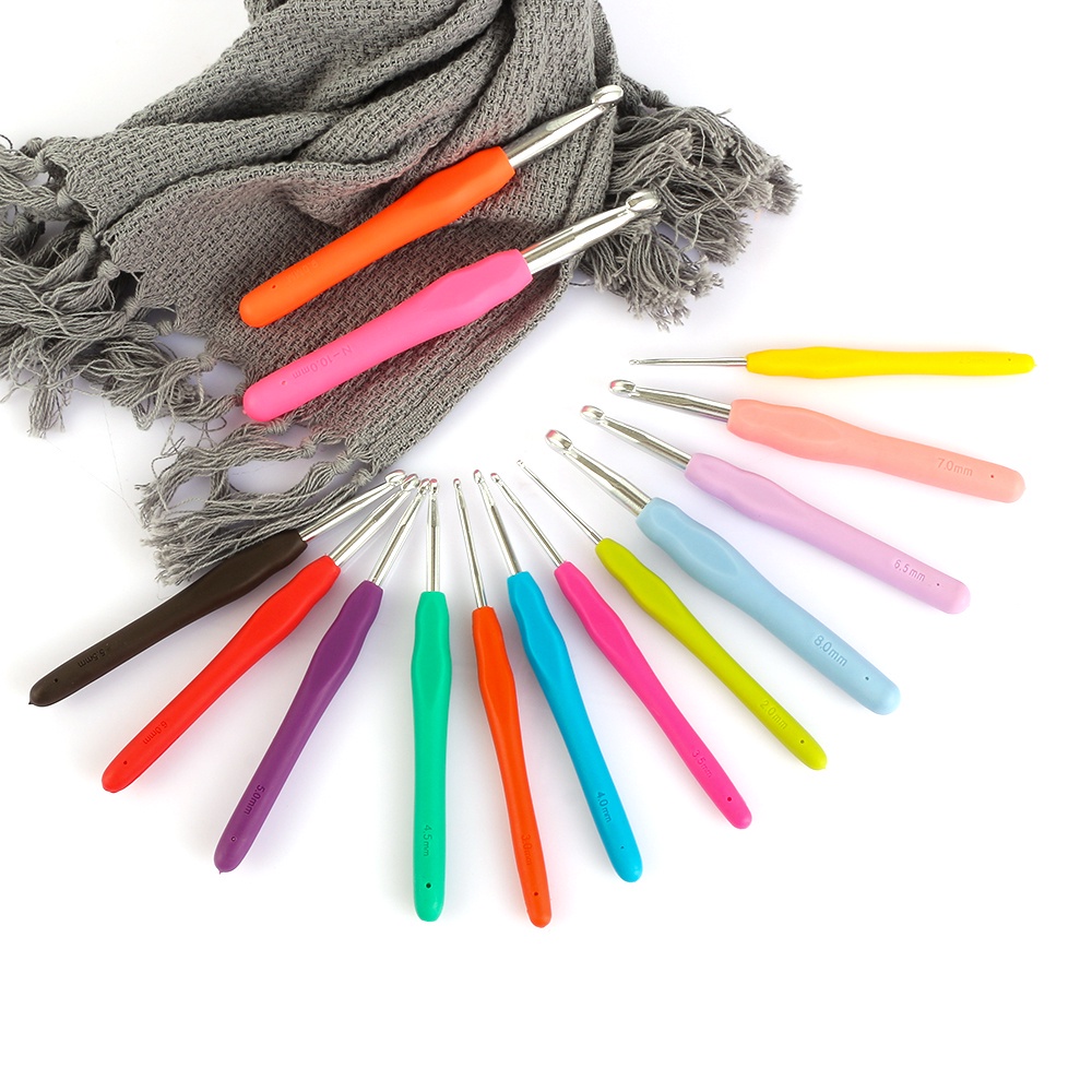 Móc đan len nhôm mềm nhiều màu sắc cỡ 2.0-10mm