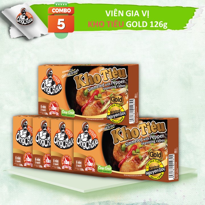 Combo 5 Hộp Viên Gia Vị Kho Tiêu Gold Ông Chà Và 126g