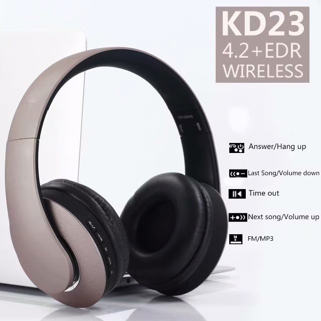 Tai nghe bluetooth 4.2 chụp tai không dây, tai nghe over-ear 2 in 1 tai nghe wireless KD23 Hands Free Mic dùng được cho