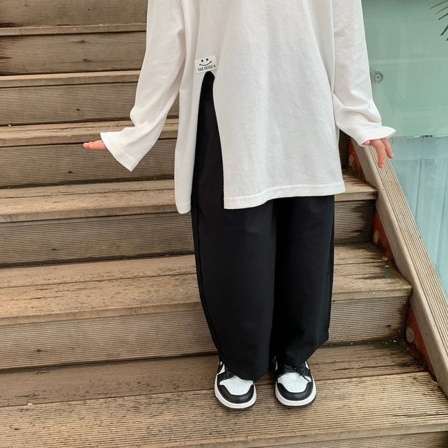 Bộ Áo Thun Tay Dài Dáng Rộng + Quần Dài Phong Cách Hip hop Thời Trang Mùa Thu Dành Cho Bé Gái 3-8 Tuổi