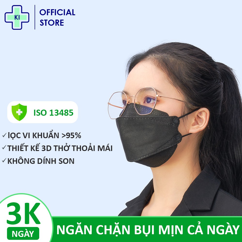 Khẩu trang 3d mask 4 lớp KI STORE, chống bụi mịn lên đến 95% có thể tái sử dụng 2-3 lần.