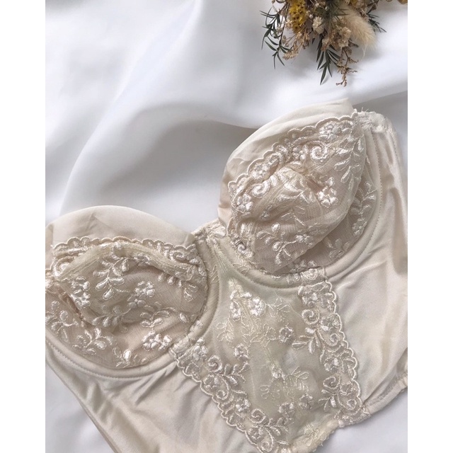 Áo corset croptop trắng kem 2hand