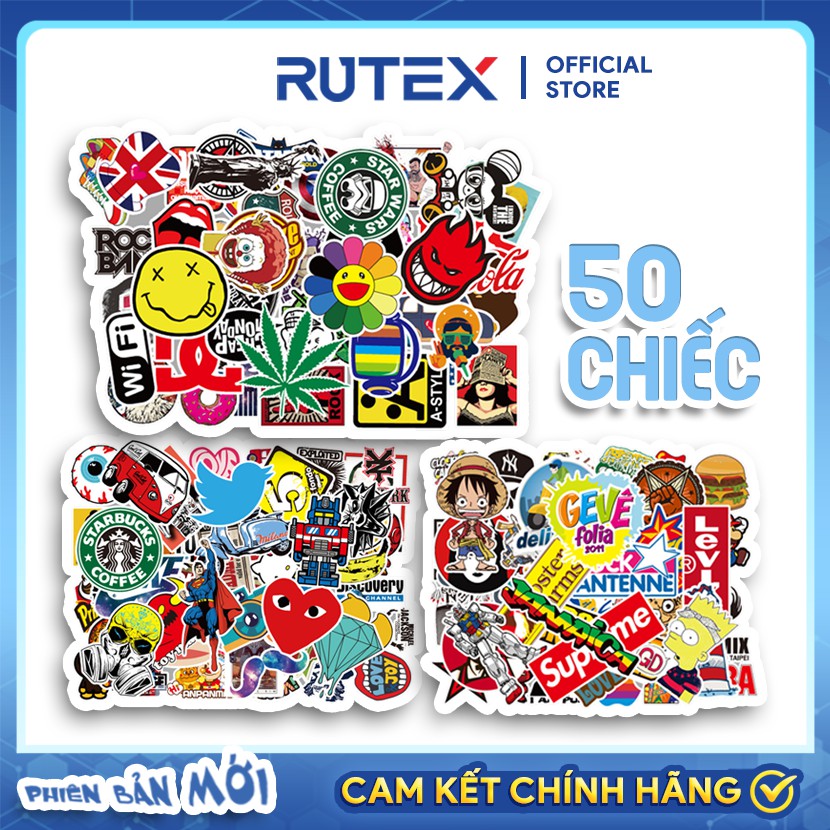 50 Sticker cute dán sổ chống thấm nước dán mũ bảo hiểm, laptop điện thoại cốc nước ván trượt