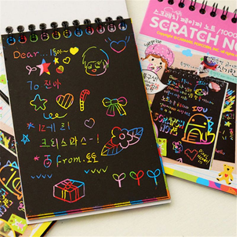 ★TOY♣ Scratch Sketch Art Notes Rainbow Scratch Magic Doodle Notes Perfect Travel Activity Gift