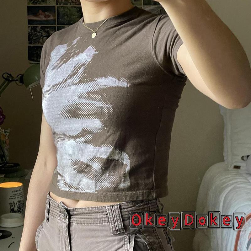 Áo Thun Tay Ngắn In Họa Tiết Vintage Phong Cách Harajuku Thời Trang Cho Nữ