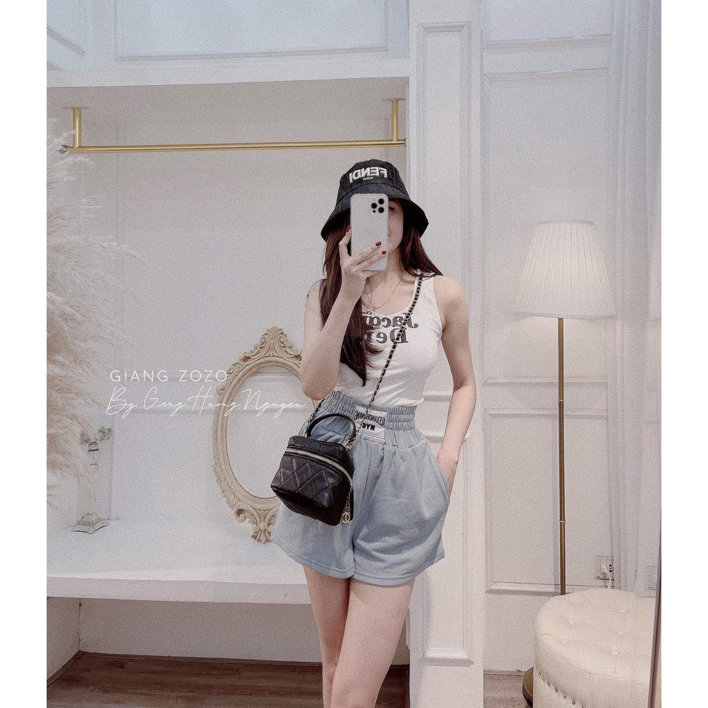 Set áo trắng kèm quần short xanh dương cotton siêu mát | BigBuy360 - bigbuy360.vn