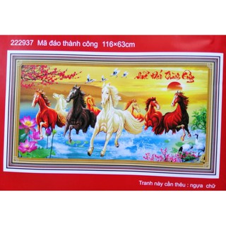Tranh thêu chữ thập Mã đáo thành công 222937