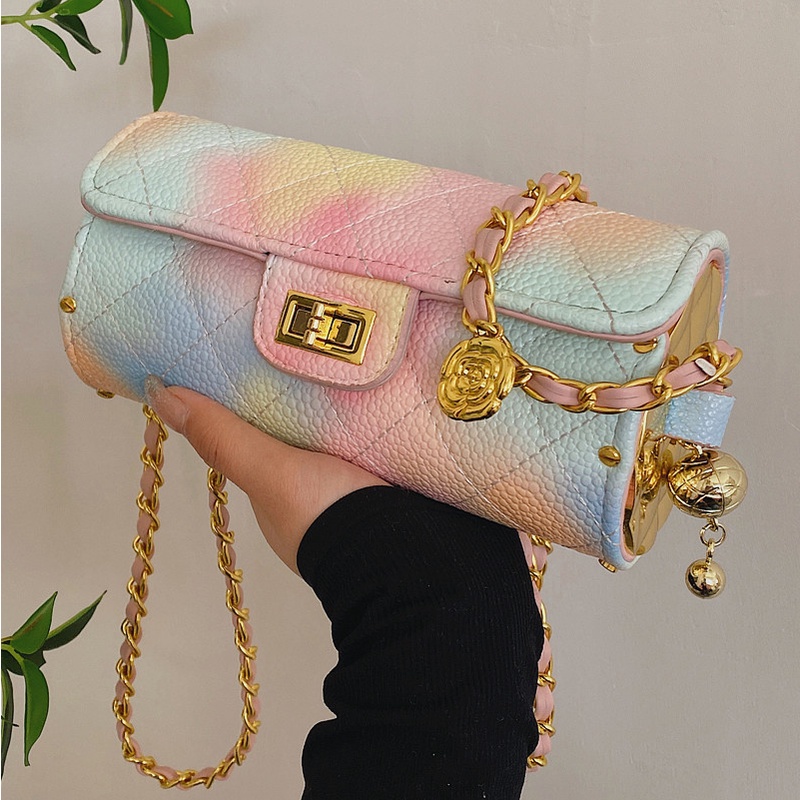 IELGY Túi Đeo Vai Hình Trụ Màu Sắc Thời Trang Cao Cấp Cho Nữ