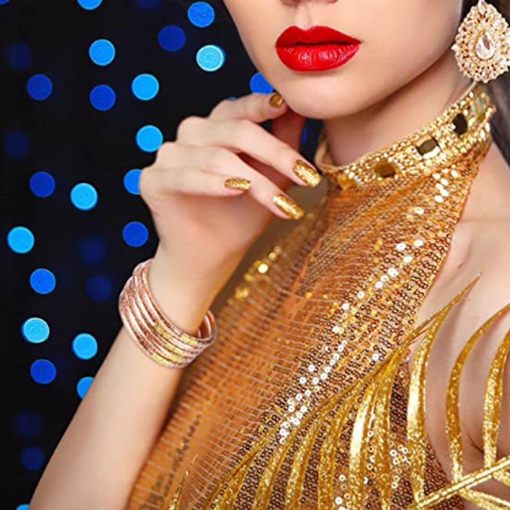 SUMU Vòng Đeo Tay Dạng Thạch Màu Vàng / Bạc Lấp Lánh Thời Trang Dự Tiệc Mới