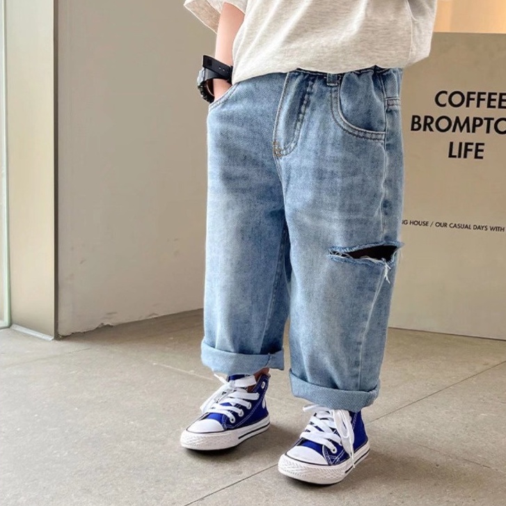 Quần Jeans Rách Thời Trang Cho Bé Trai 3-15 Tuổi