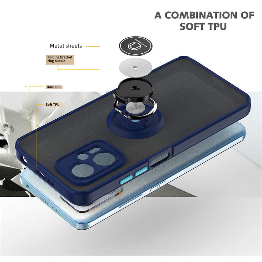 Ốp Điện Thoại TPU Cứng Mặt Nhám Chống Sốc Có Nhẫn Đỡ Kim Loại Cho Xiaomi Poco X4 GT 5G POCCO X4GT PocoX4GT