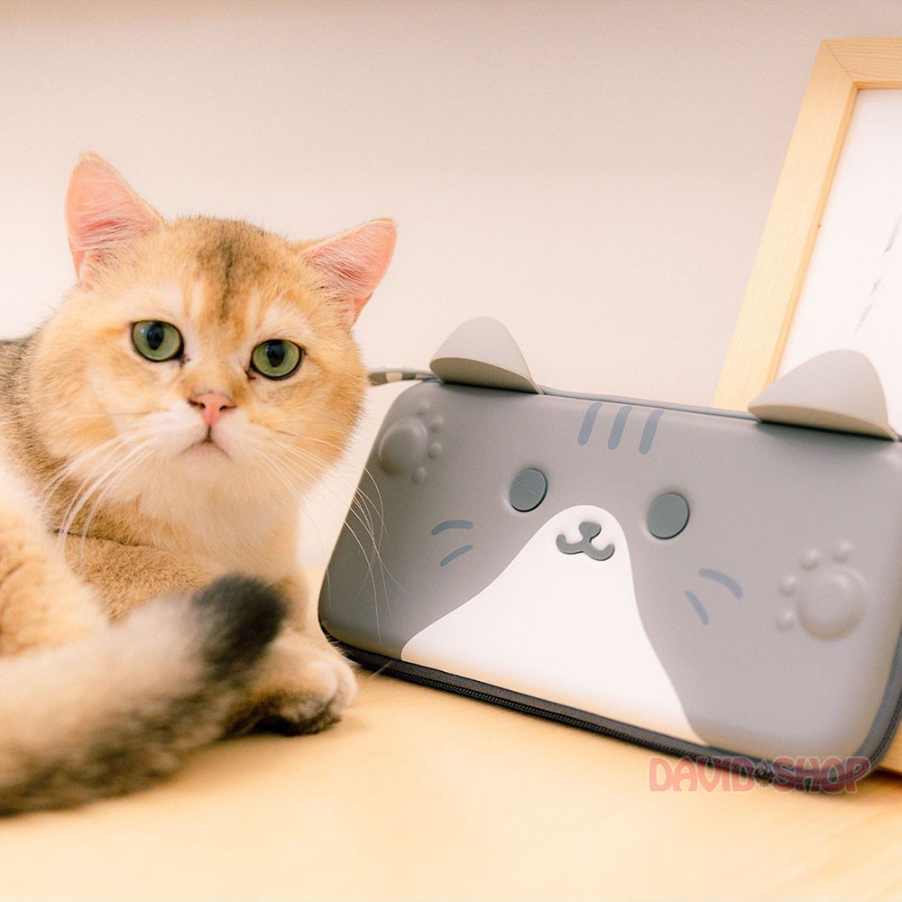 [Mã 253ELSALE hoàn 7% đơn 300K] Túi đựng máy bản đầu mèo có tai cao cấp siêu cute hãng Geekshare cho Nintendo Switch