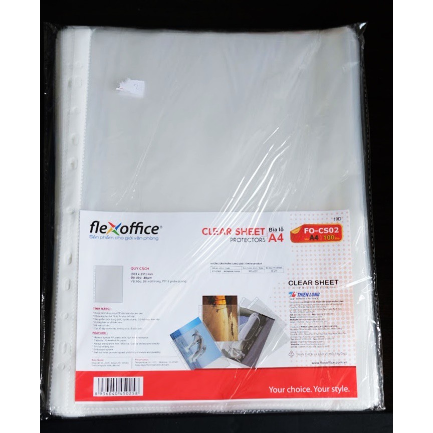 Bìa lỗ không viền A4 Flexoffice FO - CS02