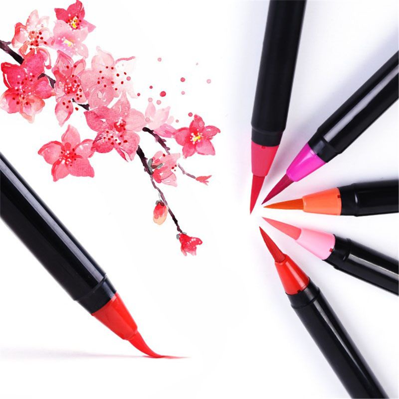 JoJo♥ 20 Color Premium Painting Soft Brush Pen Set Watercolor Markers Pen Effect Best For Coloring Books Manga Comic Calligraphy