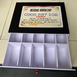 Hộp Đựng Tiền Lẻ Thu Ngân 10 Ngăn Màu Đen