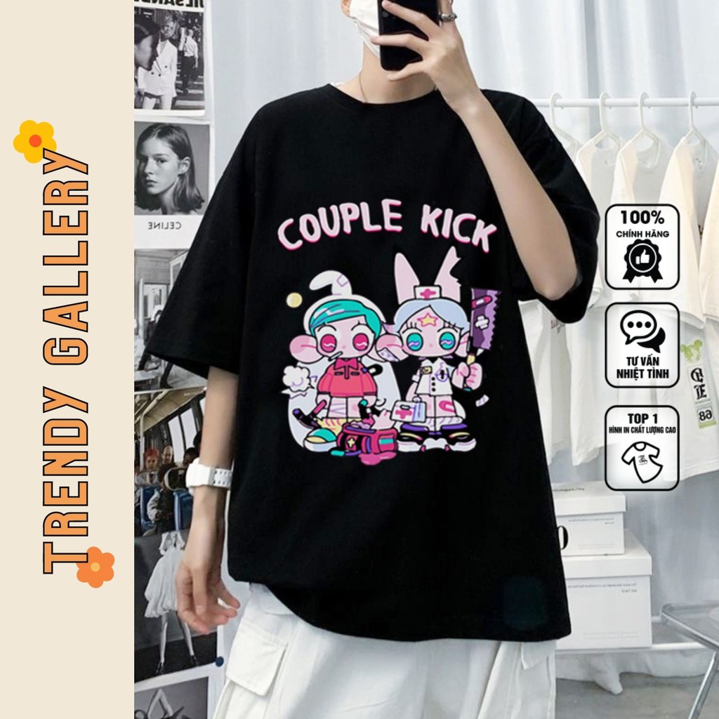 Áo Phông Nữ  Đôi Tay Lỡ Form Rộng "couple Kick" Trendy Gallery, Áo Thun Unisex Nam Nữ Cặp Đôi Tv5004