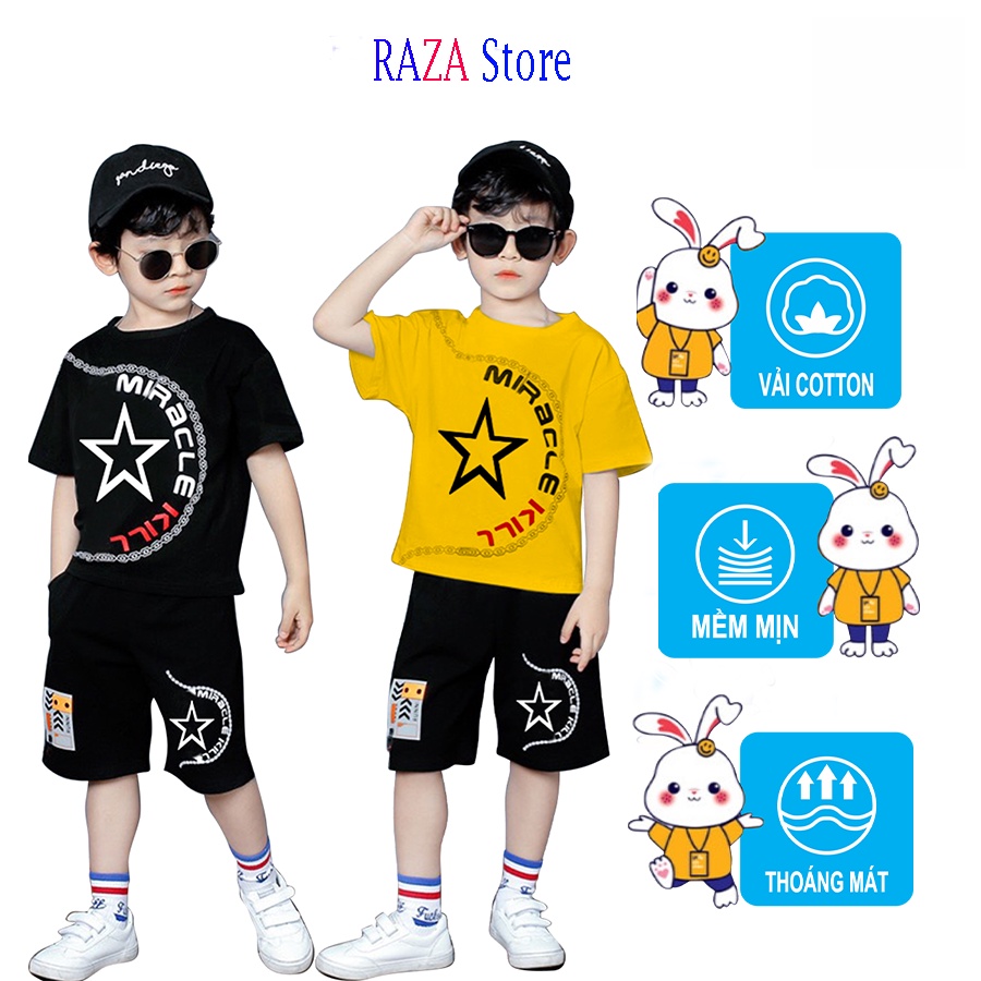 Bộ hè bé trai,Đồ bộ bé trai RAZA Store chất liệu cotton cao cấp sợi thoáng mát cho bé từ 15kg đến 46 RZM27