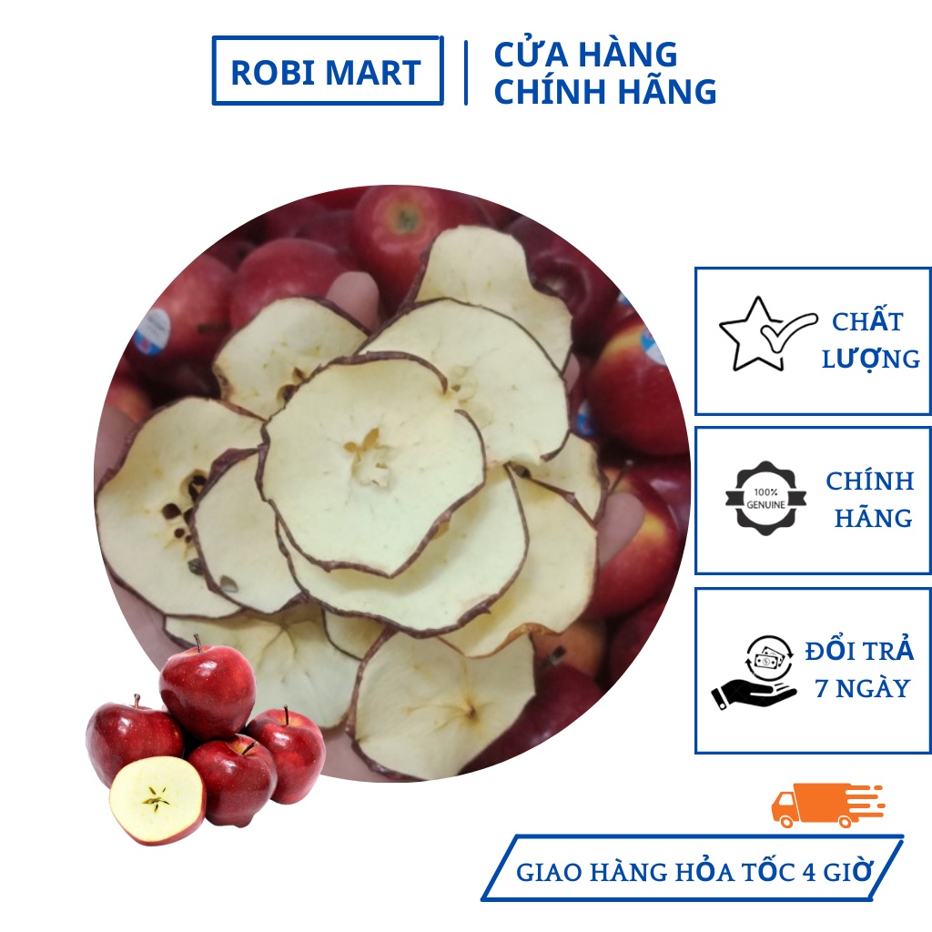 Táo mỹ thái lát sấy lạnh Robi Mart 20g - Giảm cân, đẹp da, thanh lọc cơ thể.