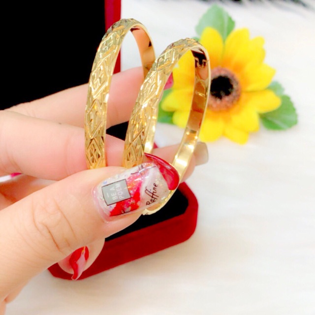 Vòng tay cặp kiểu chạm dát vàng 18k mẫu mới