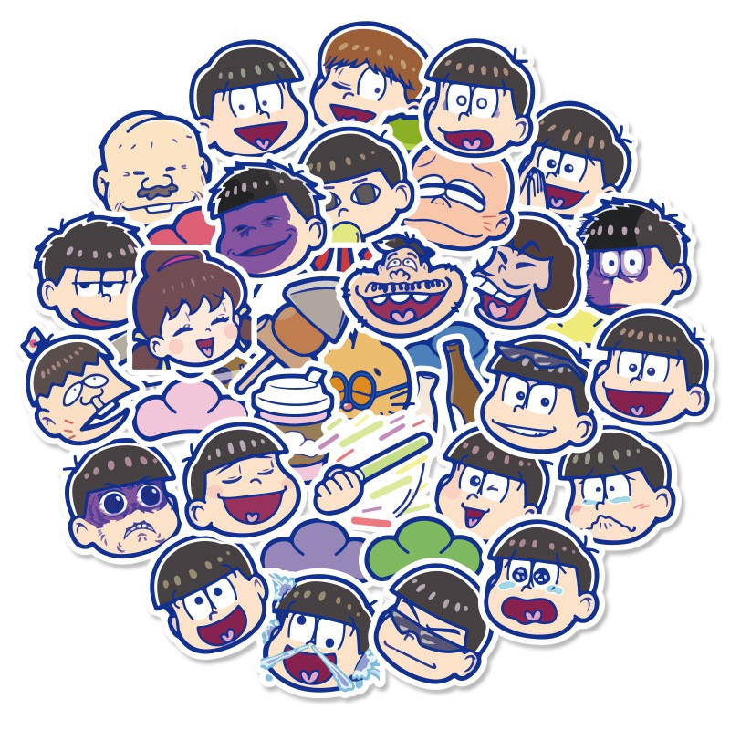 Set 40 miếng sticker hình nhân vật truyện tranh Osomatsu hài hước dán trang trí