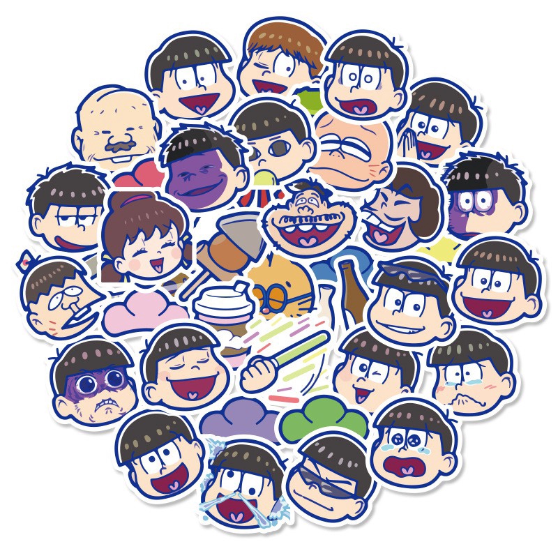 Set 40 miếng sticker hình nhân vật truyện tranh Osomatsu hài hước dán trang trí