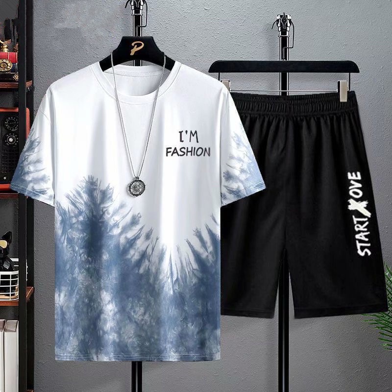 Bộ Đồ Nam Mùa Hè Cổ Tròn Unisex Tay Lỡ Họa Tiết Loang Tia In Chữ Im Fashion Thời Trang Zenkonu QA NAM 1000106