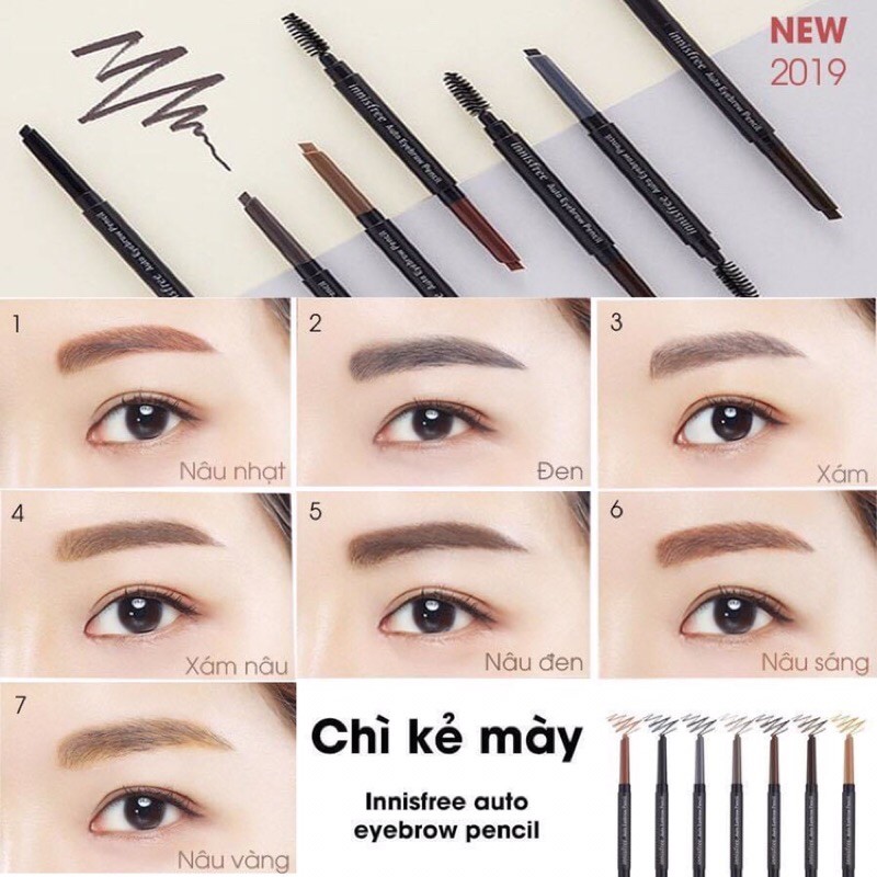 Chì Kẻ Mày Innisfree Auto Eyebrow Pencil Mẫu mới