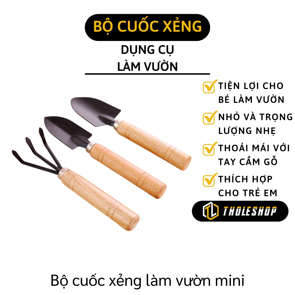 Dụng Cụ Làm Vườn - Bộ 3 Cuộc, Xẻng, Cào Đất Mini Trồng Cây Cảnh, Trồng Rau 4221