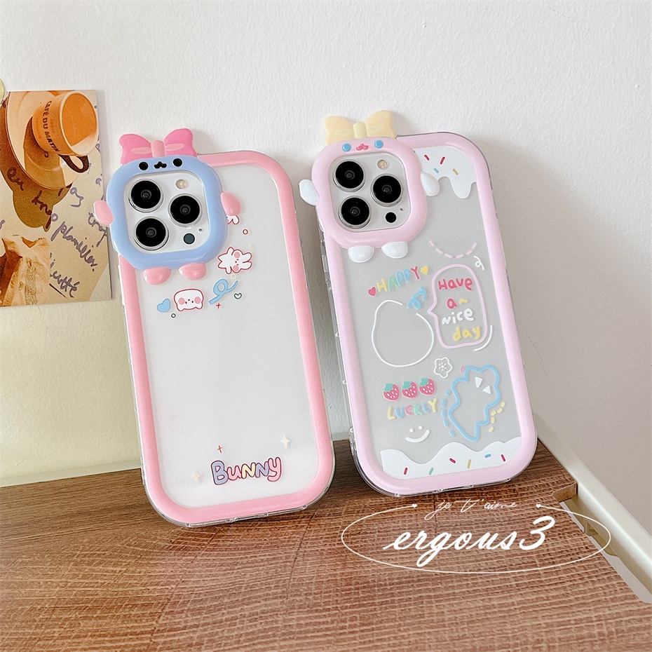 Ốp Điện Thoại Mềm Hình Thỏ Hồng Cho iPhone 14 13 12 11 Pro Max SE2020 X XR Xs Max 7 8 6 6s +