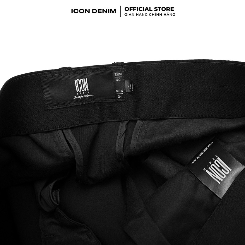 Quần Tây Nam Trơn ICON DENIM Dáng Slim-fit Đen Phối Móc Phụ Kiện | BigBuy360 - bigbuy360.vn
