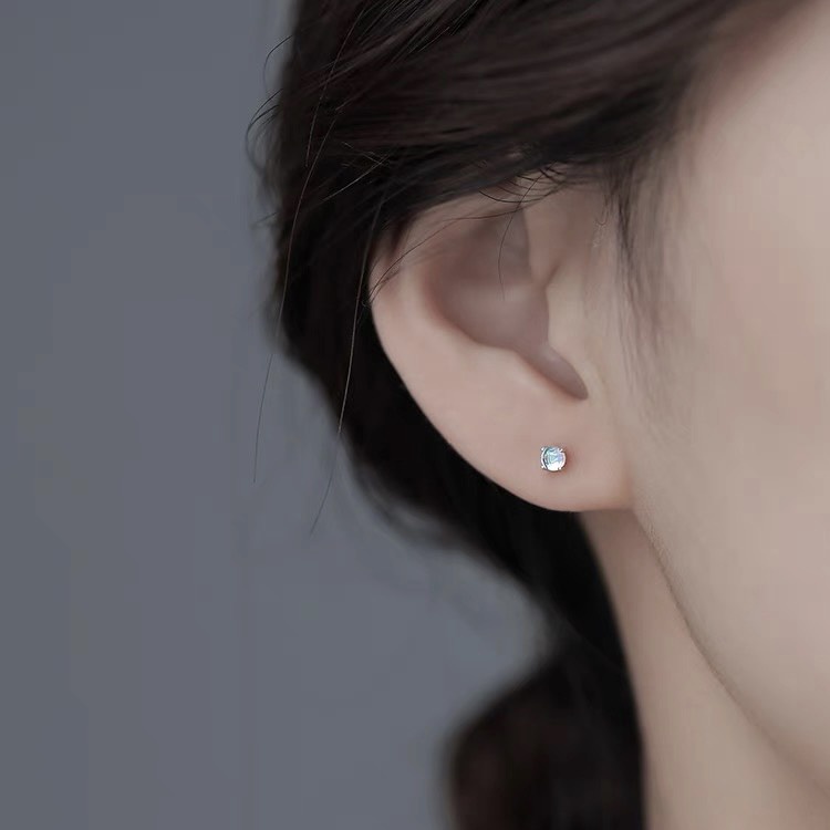 Bông tai bạc nữ đá Moonstone hợp phong thủy không kị mệnh DUYSON SILVER (Giá bán/1 chiếc) [KNKX17]