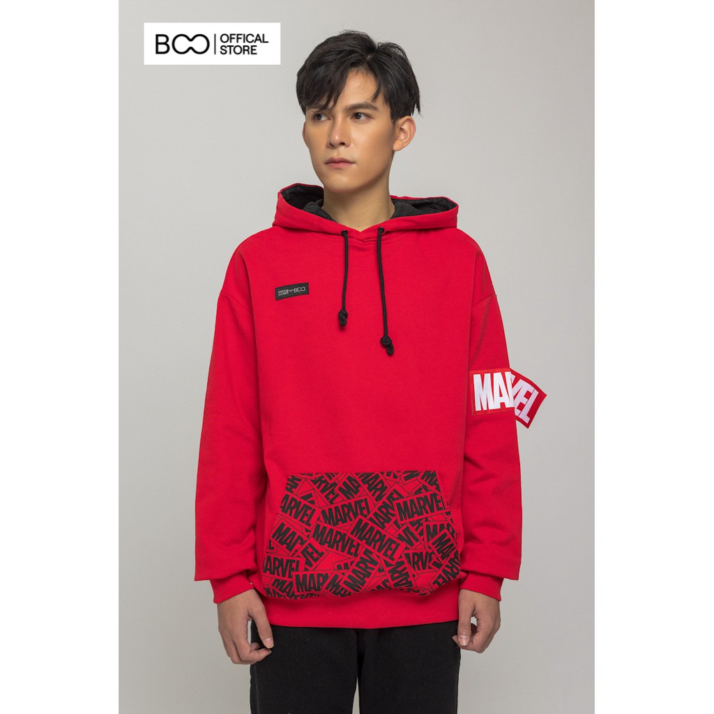 Áo Hoodie Nỉ Có Mũ Nam Nữ Unisex BOO Dáng Rộng Logo Marvel In TrànTúi Áo