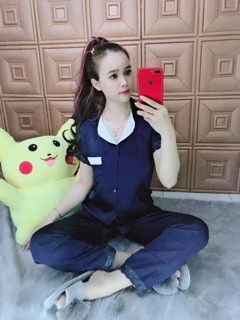BỘ LỤA SATIN ÁO CỘC QUẦN DÀI PHỐI REN 2019