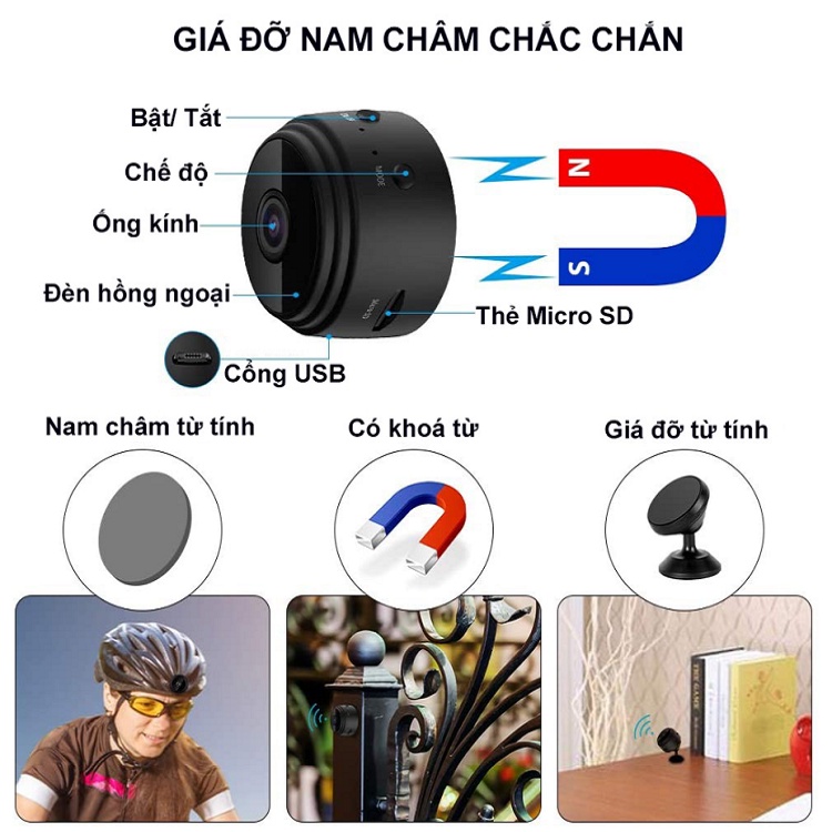 Camera Full HD, Dùng Pin Sạc Tiện Dụng - Chống Chộm - Không Dây IP Wifi 1080P - Quản Lý Gia Đình - Bảo Hành 6 Tháng