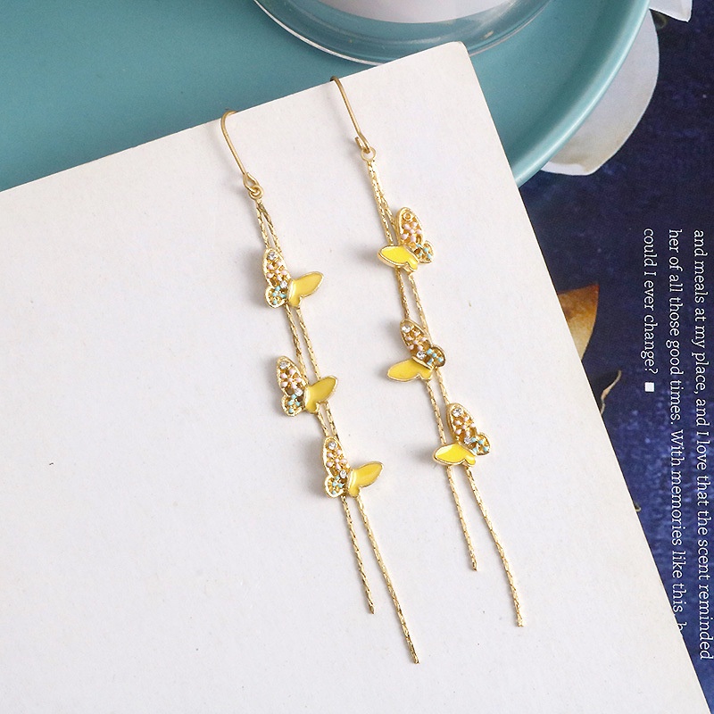 Khuyên tai dài tua rua hình bướm thời trang xinh xắn cho nữ