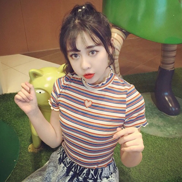 Áo kẻ ulzzang trái tim | BigBuy360 - bigbuy360.vn