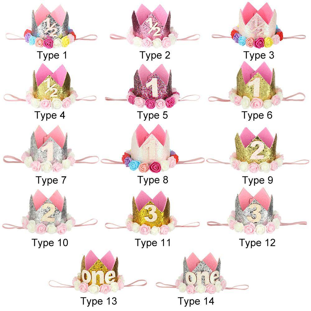 Mũ Đội Mừng Sinh Nhật 1 / 2 / 3 / half / one Gender Reveal Prince / Princess