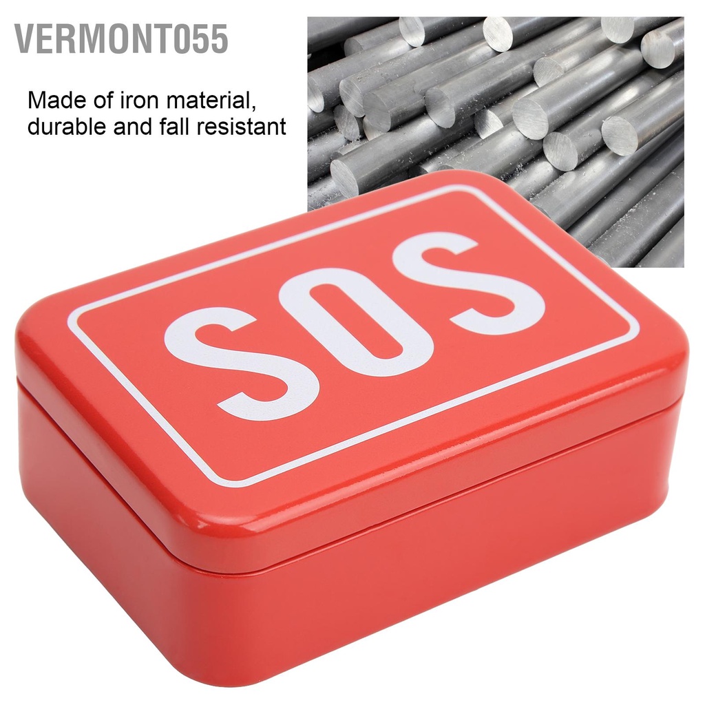 Vermont055 Hộp sắt sinh tồn mini SOS đựng đồ tại hiện trường di động Bộ lưu trữ dụng cụ khẩn cấp cho cắm trại ngoài trời