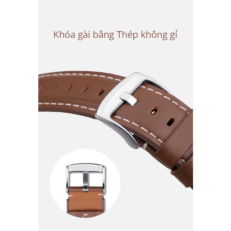 Dây Da Bò Classic Leather Cho Huawei Watch GT3 Pro/ GT3 46mm/ GT2/ GT Runner/ Huawei Watch 3/ Watch 3 Pro Size 22mm