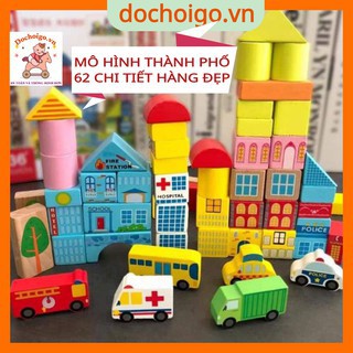 Đồ chơi xếp hình mô hình thành phố 62 chi tiết bằng gỗ, đồ chơi trí tuệ dochoigo.vn