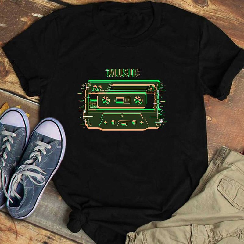 Áo phông unisex Music họa tiết băng cassette phong cách vintage size XS-3XL chất cotton 100%