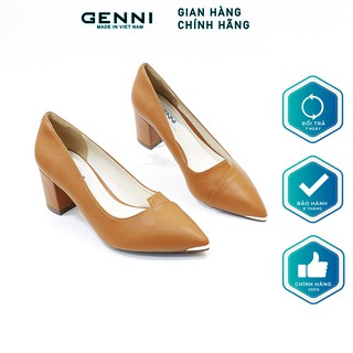 Giày gót vuông vạt mũi bọc GE003 - Genni