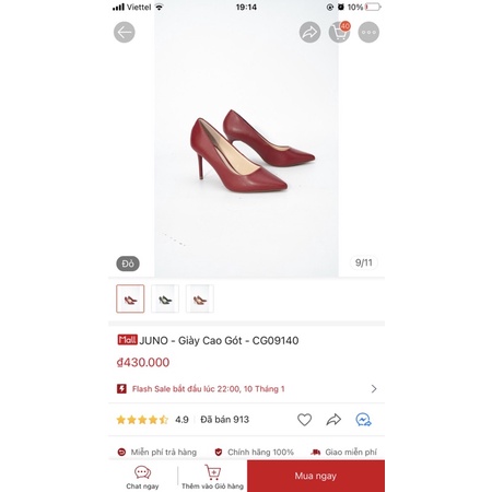 JUNO- giày cao gót màu đỏ size 39