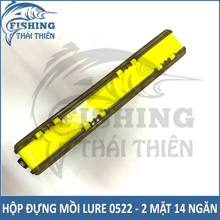 Hộp đựng mồi lure 0522 đựng mồi giả và phụ kiện câu cá 2 mặt 14 ngăn có tay cầm