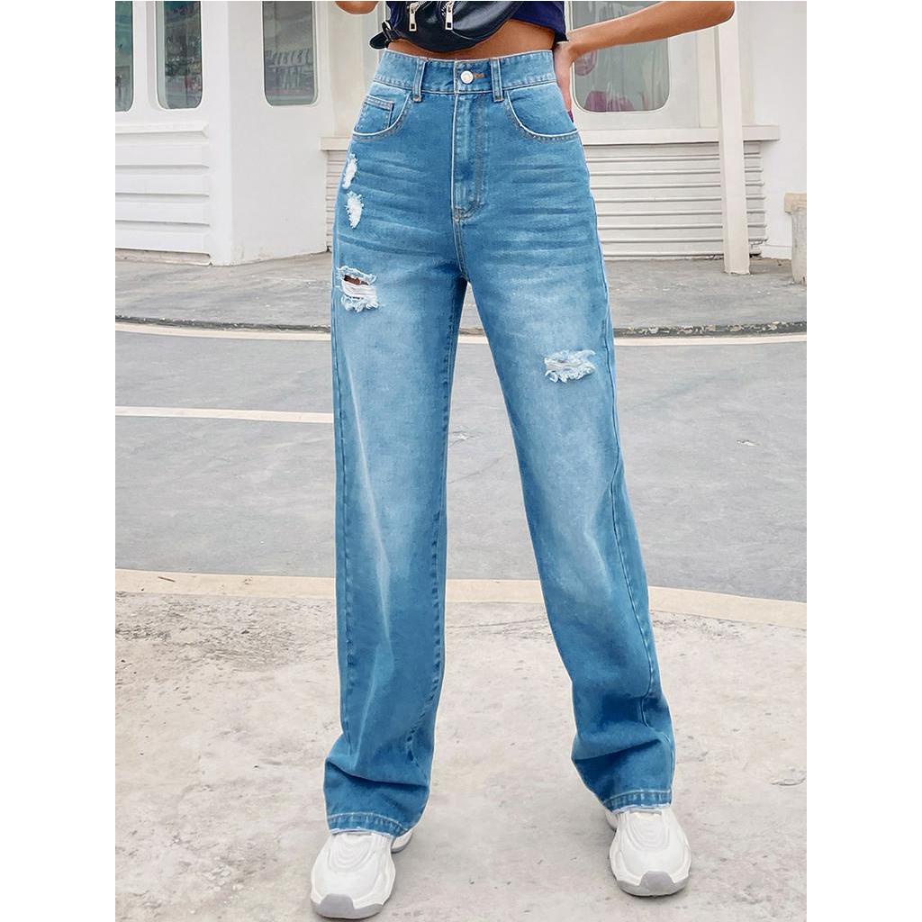 Quần Dài Jean Nữ Rách Kiểu Thời Trang Cá Tính