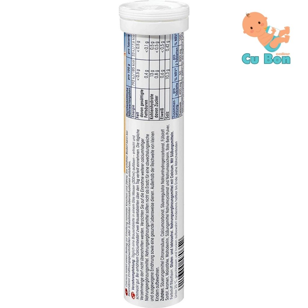 Viên Sủi Mivolis Calcium Bổ Sung Canxi hộp 20 viên của Đức Hương cam không đường Giúp phát triển hệ xương, răng